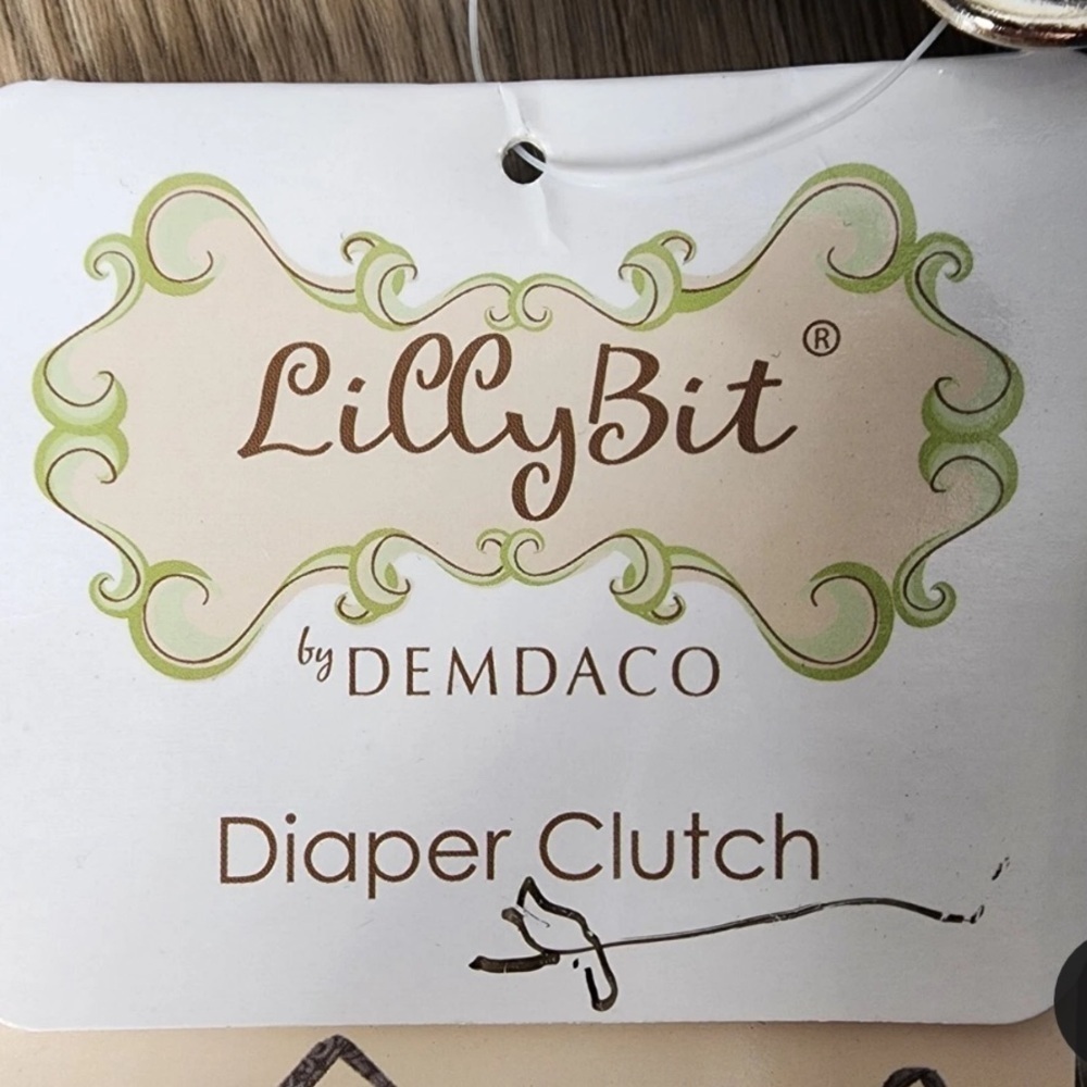 Lilly Bit by Demdaco Navy Blue Trellis Print Folding Diaper Clutch Shoulder Bag - Picture 2 of 16